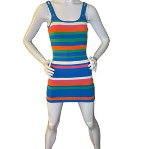 Dreamers by Debut Bodycon Colorful Striped Tank Dress (S)